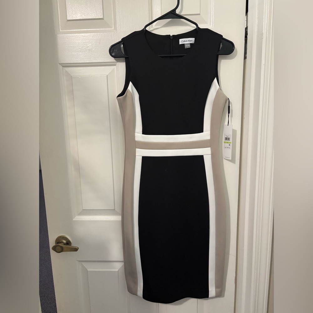 Calvin Klein Dress Brown Tan White